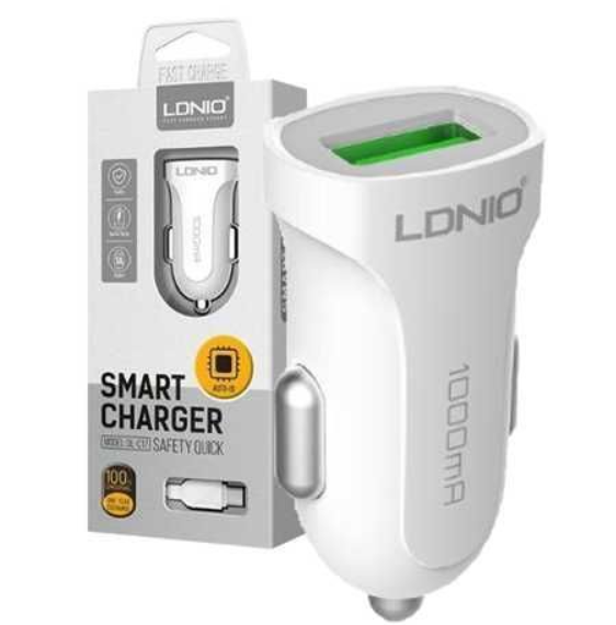 CARGADOR VEH. LDNIO DL-C17 12W 2.4A - 1P USB + V8